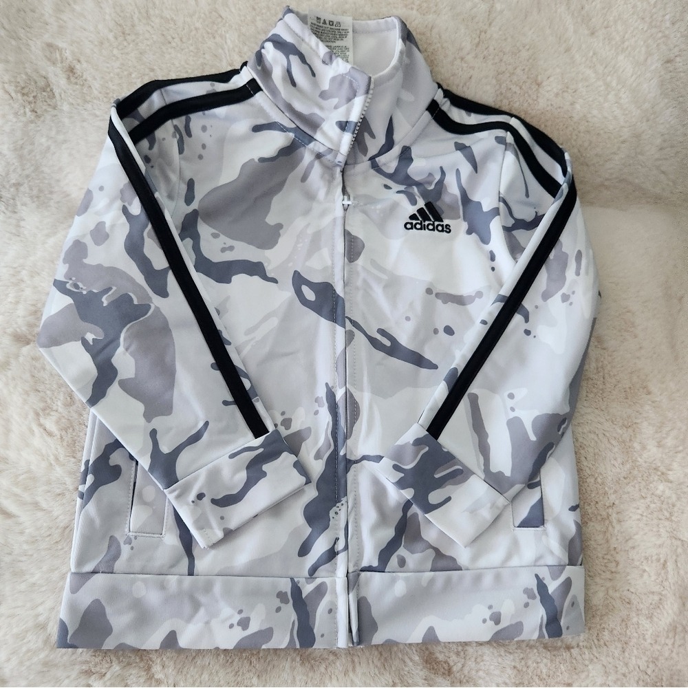 Adidas‎ Track Jacket Boys Size 2T White Snow Camouflage Full Zip Embroidered